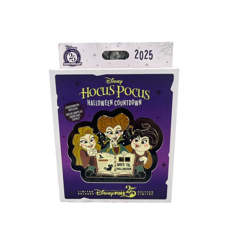 Disney Parks Pin 2025 Hocus Pocus Halloween Countdown Sanderson Sisters LR New